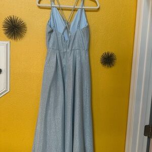 Crystal Doll Light Blue Glitter Prom Dress